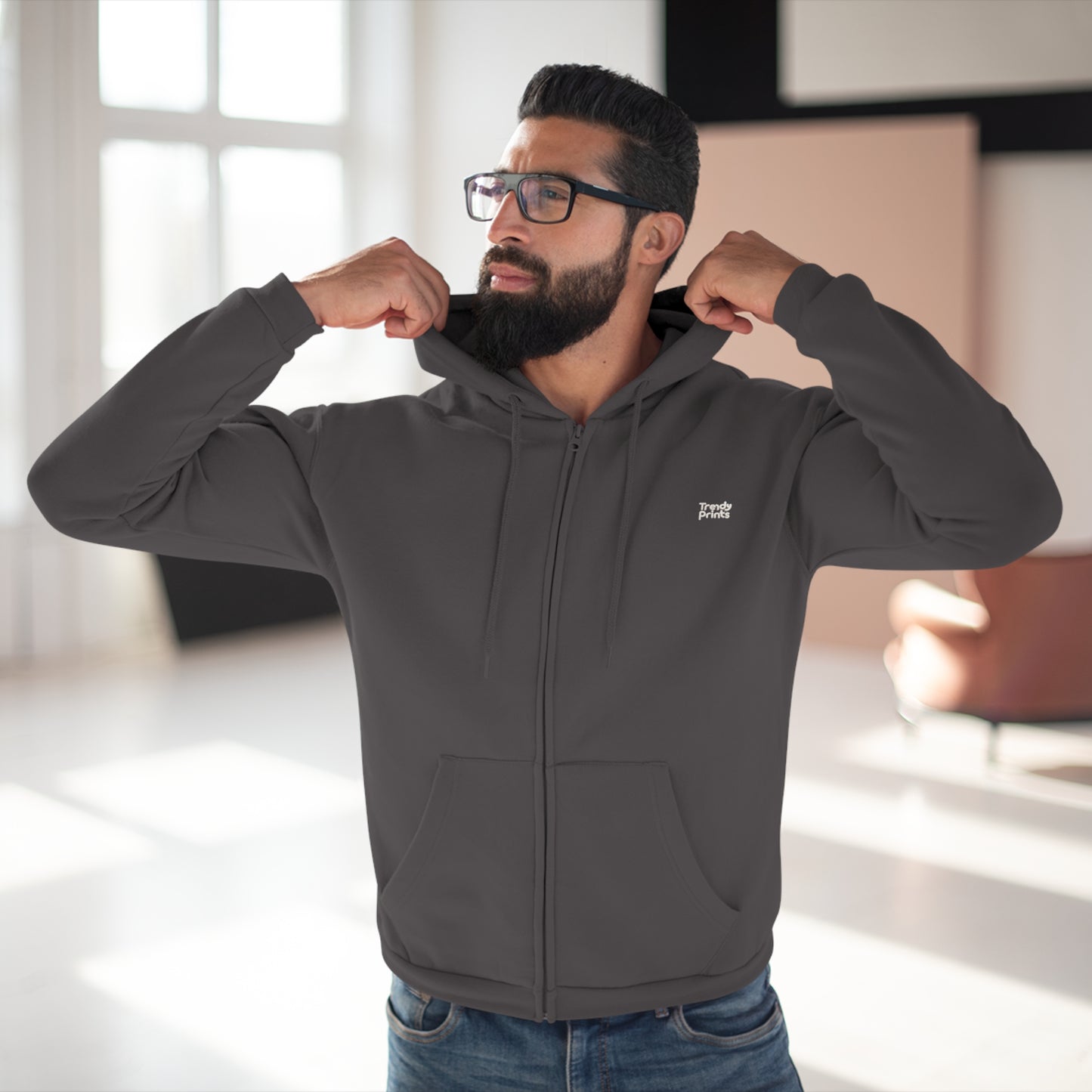 Unisex Sweatshirt mit Kapuze und Reißverschluss (Anthracite)